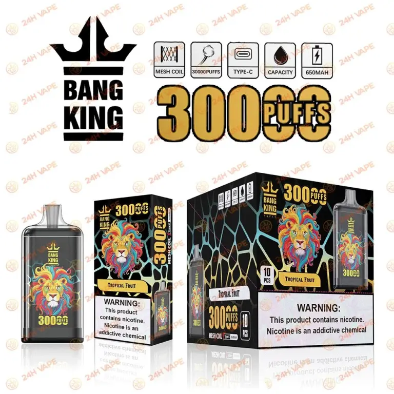 Bang King Crystal 30000 30K Puffs 2% 3% 5% Nicotine Hottest Disposable Vape