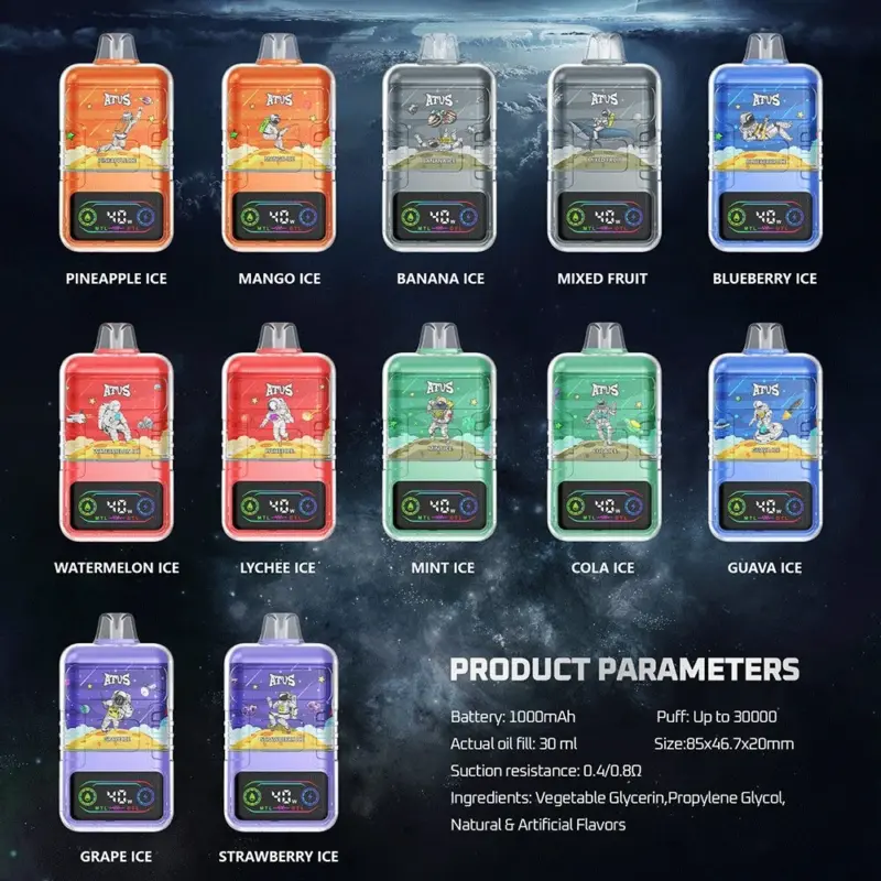 ATVS 30000 30K Puffs Original DTL/MTL Modes LCD Display Disposable Vape