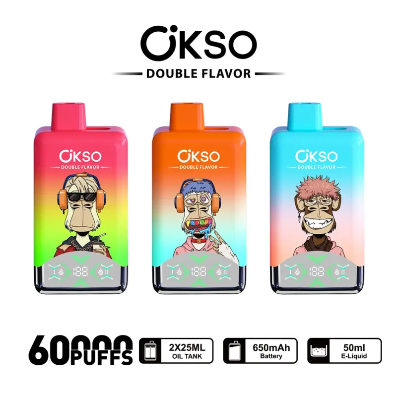 OKSO Double Flavor 60000 60K Puffs Double Taste LED Display Disposable Vape
