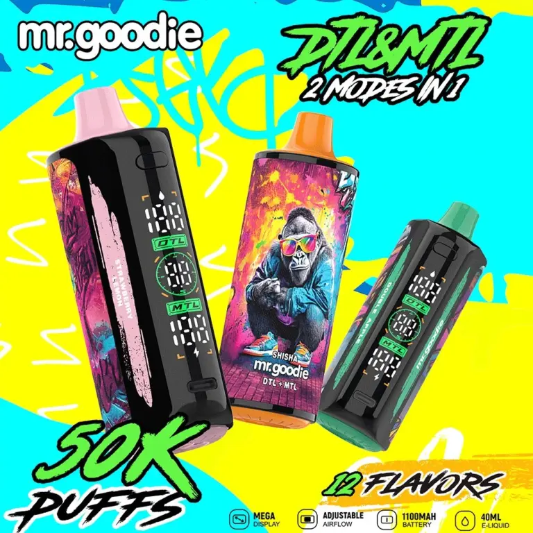 Mr.Goodie Shisha 50000 50K Puffs DTL & MTL LCD Display Disposable Vape